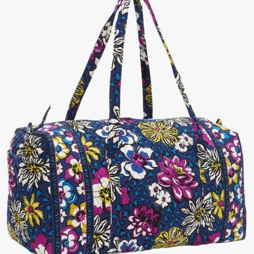Vera Bradley Floral Navy Travel Bag with Zippered Closure
